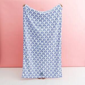 Marleylilly Blue & White Shell Monogrammed Beach Towel Letter K